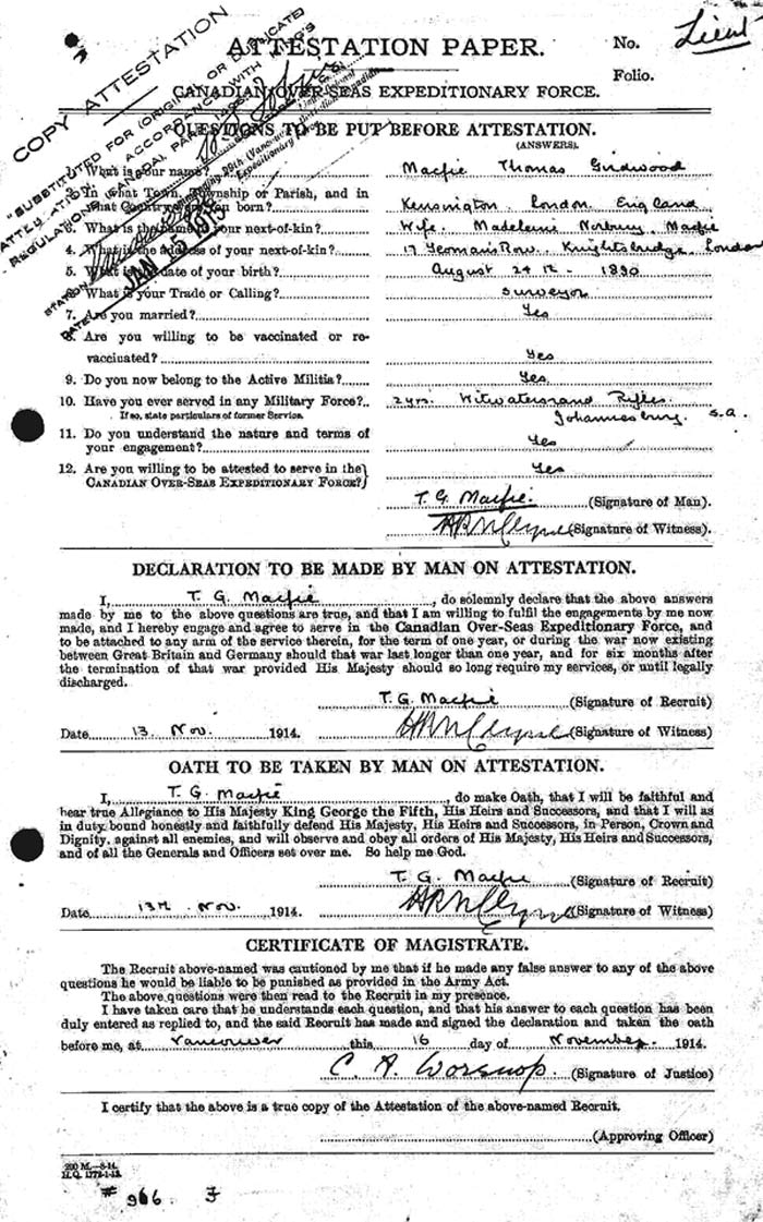 attestation Macfie