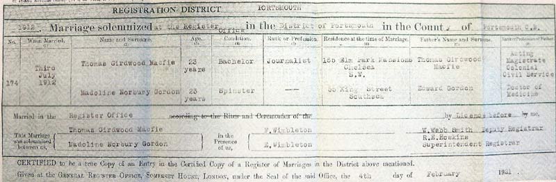 marriage macfie